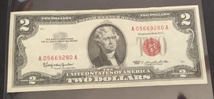 1963 $2.00 TWO DOLLAR RED SEAL NOTE uncirculated AA block - Picture 1 of 2