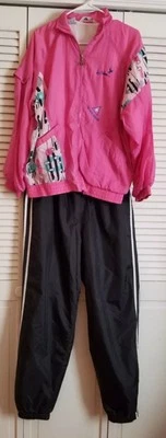 Vintage 90's Size Medium Windbreaker Jacket Pants Set Nylon Tracksuit Lined - Image 1 of 4