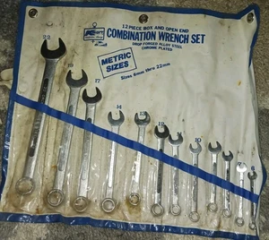 Vintage KMart gesenkgeschmiedeter legierter Stahl verchromt metrisch Schraubenschlüssel Set 6-22 mm - Bild 1 von 7