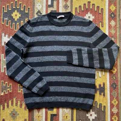 Prada FW 2006 Striped Wool Crewneck Sweater Sz 50(US 40)- Black/Gray - Image 1 of 4