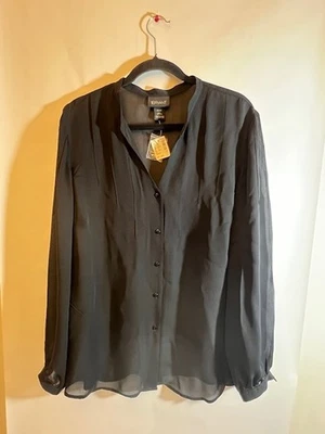 NWT Lane Bryant Sheer Silk Blouse Top Sz 18 20 Black C1155 - Image 1 of 4