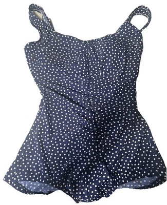 NWOT Maxine Of Hollywood- One Piece Swim Suit- Blue & white polka dot /sz 10 - Image 1 of 3