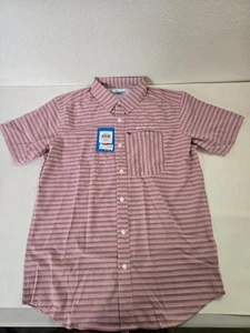 Columbia Men's Twisted Creek II Short Sleeve Shirt Red Jasper Stripe Size S - Picture 1 of 3