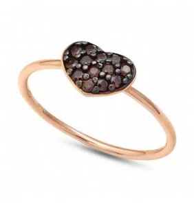 Anillo Mujer Oro Rosa Corazón Zirconios Marrones Ambrosia AAZ 127 - Imagen 1 de 2