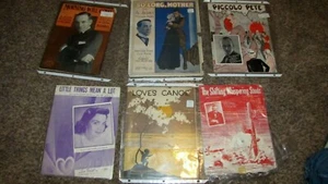 Antique Sheet Music Lot 6 Deco 1920's,Al Jolson Mother Song, Piccolo Pete - Picture 1 of 3