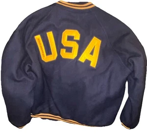 1990’s Polo Jeans Ralph Lauren Jacket Mens L USA Wool Varsity Quilted Oversized - Picture 1 of 7