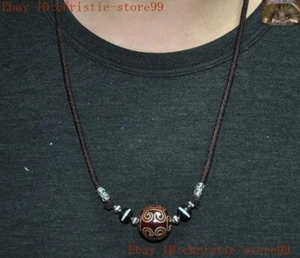 Old Tibetan Dzi Tibetan silver Agate Onyx Buddha beads amulet necklace Pendant - Picture 1 of 8