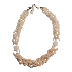 Miriam Haskell Necklace White Acrylic  Glass Plastic 16" Coral-like - Picture 1 of 4