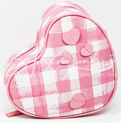 Bolsa de viagem Bath & Body Works coração rosa Gingham bolsa maquiagem zíper nova - Imagem 1 de 2