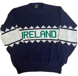Men's Vintage Blarney Castle IRELAND 100% Acrylic Blue & White Golf Sweater XL