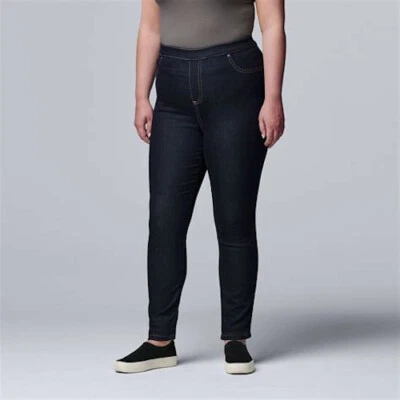 Leggings de mezclilla para mujer Simply Vera Wang lavado oscuro tiro medio todo el día - talla 3X - nuevos con etiquetas Foto 1 de 4