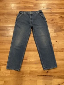 Vintage Carhartt Original Dungaree Fit Work Union Blue Denim Jeans Mens 37 x 33 - Picture 1 of 12