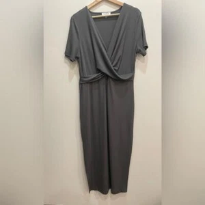 Heartloom Revolve Maxi Dress Ribbed Grey faux wrap top Short sleeve Size XL - Picture 1 of 11