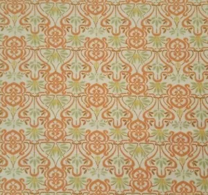 Gaslight BTY Red Rooster Green Gold Brown Terra Cotta Damask Ivory - Picture 1 of 3