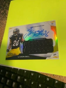 2014 TOPPS FINEST LE'VEON BELL JUMBO RELIC AND AUTOGRAPH CARD ~ REFRACTOR - Picture 1 of 1