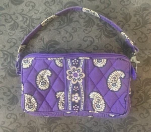 Vera Bradley Purple Floral Paisley Wristlet - Picture 1 of 4