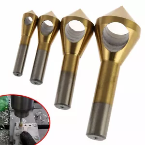 4x Chamfer Deburring Crosshole Ti Drill Bit Set Metal Tool Cutting Countersink - Picture 1 of 10