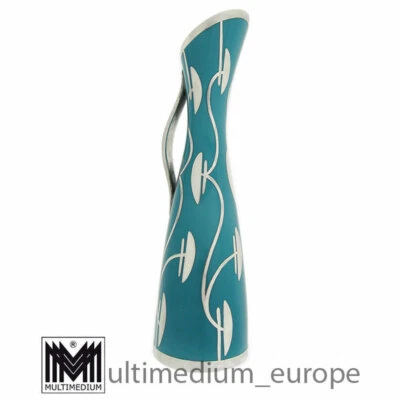 50er Jahre Hutschenreuther Porzellan Vase Spahr Silber Silver Overlay - Bild 1 von 4