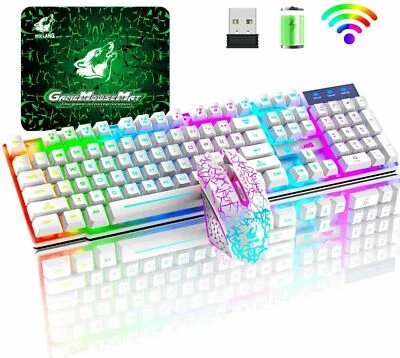 Wireless LED Backlit Gaming Keyboard and Mouse Combo Rechargeable For PC Mac PS4 - Image 1 of 4