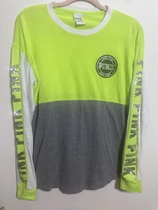VTN LOVE PINK VICTORIA SECRET NEONGRÜN PAILLETTEN COLORBLOCK LANGARM MED - Bild 1 von 8