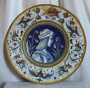 Deruta, Italian Renaissance Revival. 16" Majolica Charger 1950s. Profile . - Picture 1 of 10