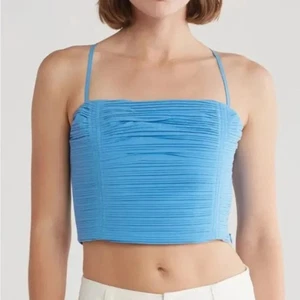 Madewell Blue Pleated Wendy Crop Top – Size 6 – Adjustable Straps – New - Picture 1 of 9