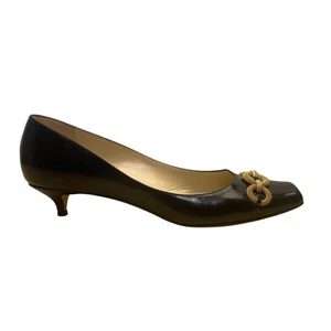Jimmy Choo Damen Kitten Heels schwarz Lackleder Kettenverzierung Größe 41,5 - Bild 1 von 9