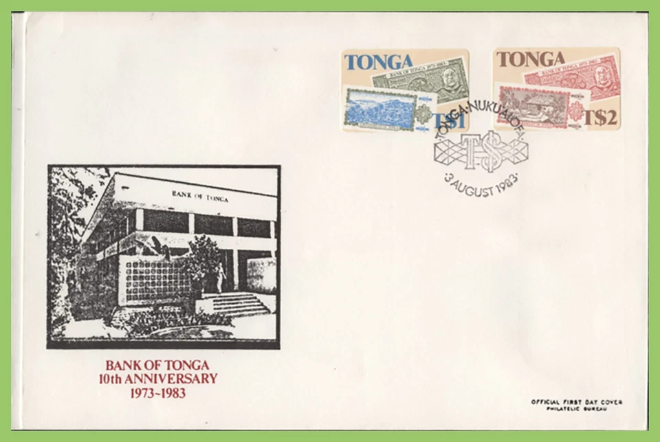 Tonga 1983 Bank of Tonga Annniversary set on First Day Cover - Image 1 of 1