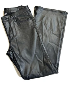 Kut From the Kloth Jeans Womens 6 Black Faux Leather Coated Ana High-Rise Flare - Picture 1 of 10