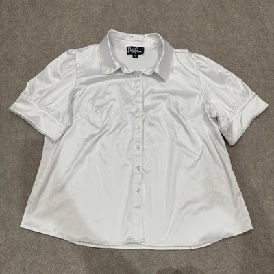 Top Lesley Evers para mujer talla 1X blanco manga corta con botones Foto 1 de 4