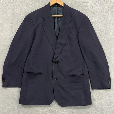 Vintage Hugo Boss Blazer Mens 40 Linen Jacket Academia Blue Made In Italy Preppy - Image 1 of 4