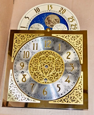 Nuevo de Lote Antiguo New England Clock Co. Triple Timbre Luna Móvil Reloj Abuelo Dial Foto 1 de 3