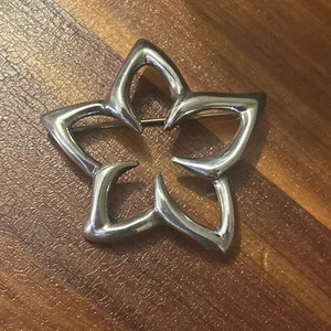 Broche prendedor Tiffany & Co. 925 plata esterlina plumeria abierto 5 pétalos flor 1996 - Imagen 1 de 6