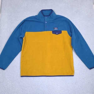 Massive Outdoor Fleece Sweater Mens XL Snap Button Pullover Gold Blue Colorblock - Picture 1 of 14