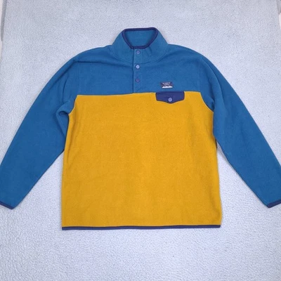 Massive Outdoor Fleece Sweater Mens XL Snap Button Pullover Gold Blue Colorblock - Image 1 of 4