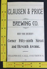 RARE Antique 1897 Ad – Clausen & Price Brewing Co New York City NY Vtg