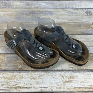 Sandalia Birkenstock Mujer 39/US 8 Azul Gris Cuero Giza Trenzado Punta Aceitada - Imagen 1 de 12