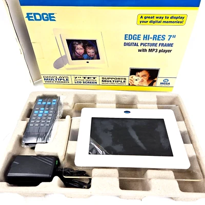 Edge Digital Photo Picture Frame with MP3 Player 7" Hi-Res PE204723 Remote - Image 1 of 4