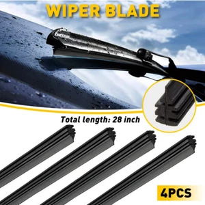 2 pair Car Truck Silicone Blade Refills 28' Universal Frameless Windshield Wiper - Picture 1 of 21