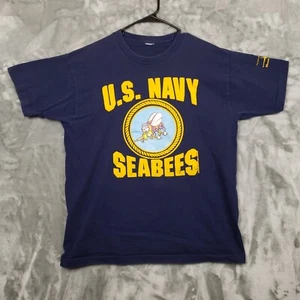VTG U.S. Navy SeaBees Puff Print Shirt Large No Tag Hawker Aerospace - Picture 1 of 7