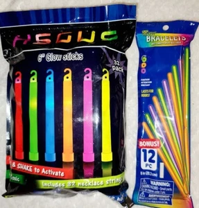 32 Halloween Glow Sticks 12 Bracelets HUGE NEW LOT Multi-Color Pink Yellow Blue - Picture 1 of 7