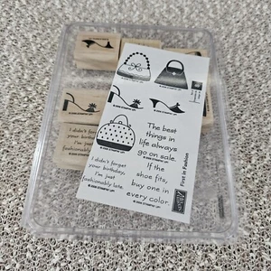 Stampin Up Set of 8 Wood Mount Stamp Set - First In Fashion - Picture 1 of 4