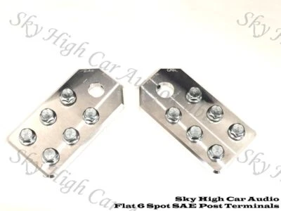 Pair of Sky High Car Audio SAE Post Any GA (6) Spot Flat BATTERY TERMINALS