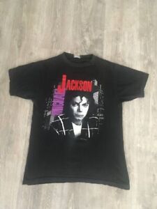 Vintage 80s 1988 Michael Jackson Bad Album Europe Tour Band Tee Pop Rock Medium