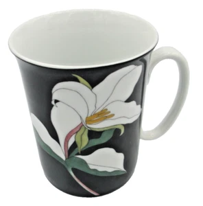Black Spal Coffee Tea Mug Cup Wildflowers by Mary Lou Goertzen White Trillium - Picture 1 of 7