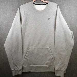 Russel Premium Fleece Uomo XXL Grigio Canguro Tasca Classico Logo Baggy Y2K - Foto 1 di 10