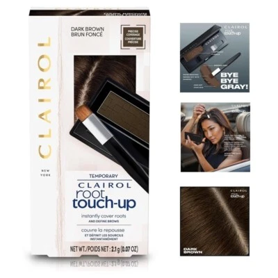 Polvo ocultador temporal Clairol Root retoque instantáneo cabello gris cubierta marrón Foto 1 de 4