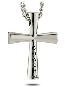 Men's Stainless Coach Cross Necklace-Ezekiel 22:30 Shields of Strength - Picture 1 of 8