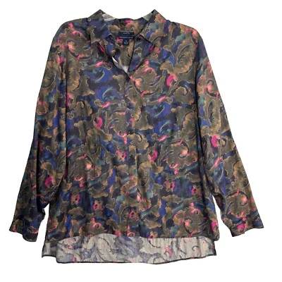 Blusa Westbound Paisley sin arrugas con botones talla grande 1X multicolor. Foto 1 de 4