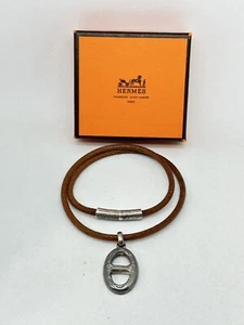 Hermes Touareg Bracelet Choker Brown Chaine D'Ancle with Box ~ 16-1/2 in - Picture 1 of 13